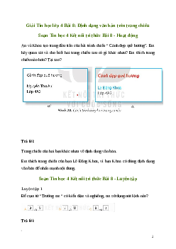 Giải Tin học lớp 4 Bài 8: Định dạng văn bản trên trang chiếu | Kết nối tri thức