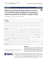 Detecting and recording cardiac murmurs in clinically healthy puppies in rst opinion veterinary practice at the rst health check | Tài liệu Tiếng Anh