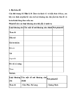 Giải SGK Địa lý 8 bài 5: Thực hành phân tích đặc điểm phân bố các loại khoáng sản chủ yếu | Chân trời sáng tạo