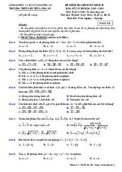 Đề thi học kỳ 1 Toán 10 năm học 2018 – 2019 trường THPT chuyên Long An