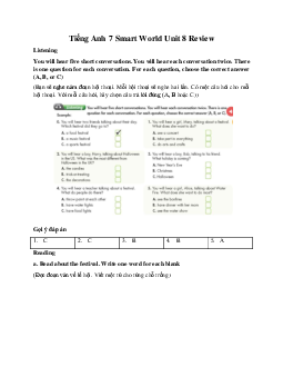 Tiếng Anh 7 Smart World Unit 8 Review