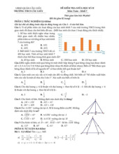 Đề giữa học kỳ 2 Toán 7 năm 2024 – 2025 trường THCS Cầu Giấy – Hà Nội