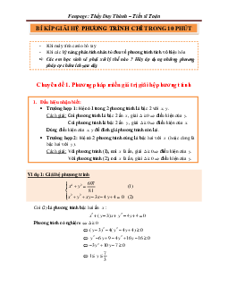Bí kíp giải hệ phương trình chỉ trong 10 phút – Đỗ Duy Thành