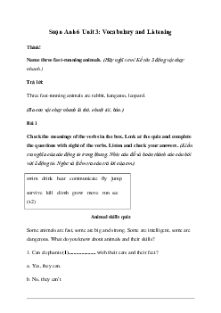 Giải Tiếng Anh 6 Unit 3: Vocabulary and Listening - Friends Plus