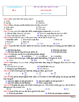 TOP 10 đề thi thử THPTQG môn sinh học năm 2020 Tập 3 (có đáp án và lời giải chi tiết)