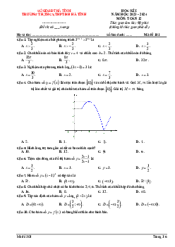 Đề học kì 1 Toán 12 năm 2023 – 2024 trường TH – THCS – THPT Đại học Hà Tĩnh