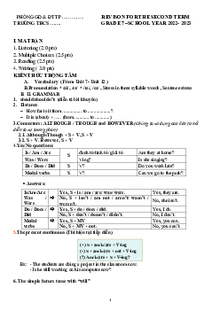 Đề cương ôn tập học kì 2 môn Tiếng Anh 7 sách Kết nối tri thức với cuộc sống