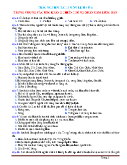Trắc nghiệm Sử 6 Bài 18: Trưng Vương và cuộc kháng chiến chống quân xâm lược Hán (có đáp án)