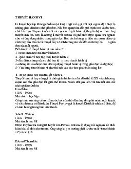 Thuyết hành vi  | môn Tâm Lý học giáo dục | Đại học sư phạm Hà nội