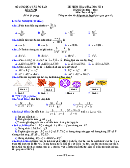 Đề kiểm tra giữa học kỳ 2 Toán 8 năm 2023 – 2024 sở GD&ĐT Bắc Ninh