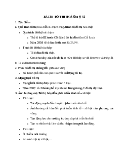 Địa Lý 12 bài 18: Đô thị hóa