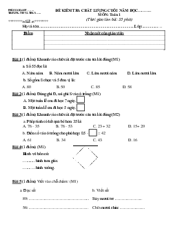 Đề thi Toán lớp 1 học kỳ 2 sách Cánh Diều năm 2024 - Đề 1
