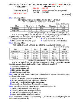 Đề thi HSG 12 môn Địa tỉnh Quảng Nam 2020 (có đáp án)