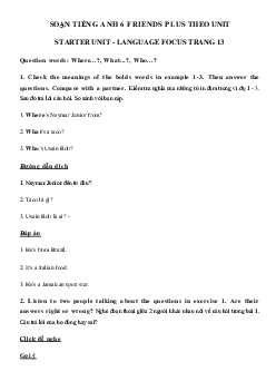 Language focus Starter Unit tiếng Anh 6 Friends Plus trang 13 - Chân trời sáng tạo
