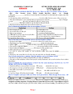 Đề thi tuyển sinh vào lớp 10 THPT năm 2023-2024 môn Tiếng Anh Sở GD Bình Định (có lời giải)