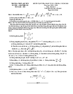 Đề ôn tập Toán 9 tháng 03 năm 2020 trường THPT chuyên Hà Nội – Amsterdam