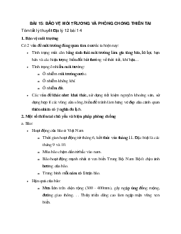 Địa Lý 12 bài 15: Bảo vệ môi trường và phòng chống thiên tai