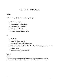 Giải Lịch sử Địa lí lớp 4 Bài 14: Ôn tập | Kết nối tri thức
