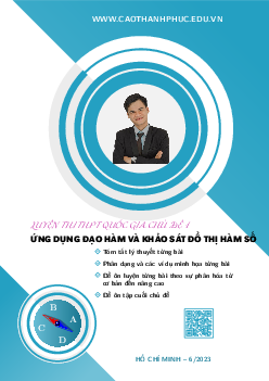 Luyện thi THPTQG môn Toán chủ đề ứng dụng đạo hàm và khảo sát đồ thị hàm số