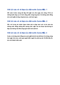 Nói 2-3 câu về vẻ đẹp của đất nước Cu-ba | Tập làm văn 4
