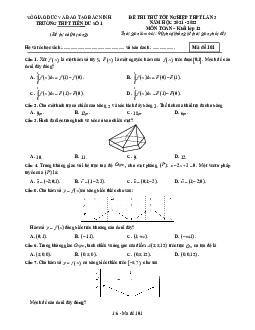 Đề thi thử tốt nghiệp THPT 2022 môn Toán lần 3 trường Tiên Du 1 – Bắc Ninh