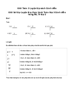 Luyện tập: Giải bài tập Luyện tập, thực hành Toán lớp 3 Cánh diều trang 69, 70 tập 2