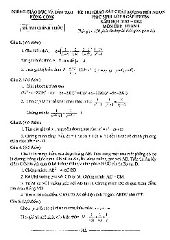 Đề KSCL mũi nhọn Toán 8 năm 2021 – 2022 phòng GD&ĐT Nông Cống – Thanh Hóa