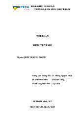 Tiểu luận Kinh Tế Vĩ Mô - 23 QT 086: Phân Tích và Giải Quyết Bài Tập. Môn Kinh tế vĩ mô  | Đại học Công nghệ Thành phố Hồ Chí Minh