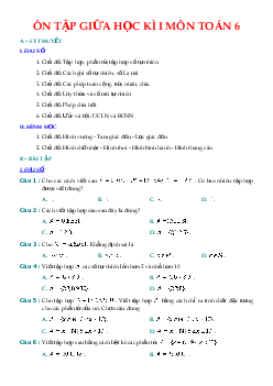 Đề cương ôn tập giữa học kì 1 môn Toán 6 sách Chân trời sáng tạo