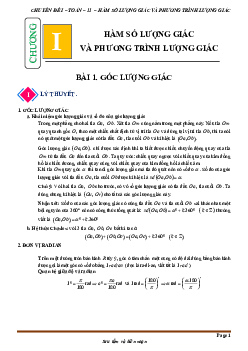 Chuyên đề hàm số lượng giác và phương trình lượng giác Toán 11 CTST