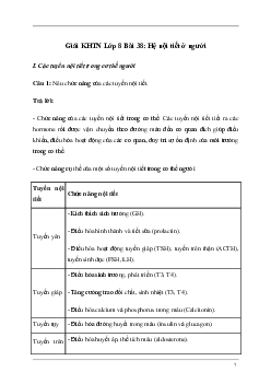 Giải KHTN 8 Bài 38: Hệ nội tiết ở người | Kết nối tri thức