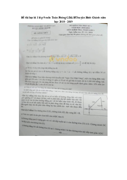 Đề thi học kì 1 lớp 9 môn Toán Phòng GD&ĐT huyện Bình Chánh năm học 2018 - 2019