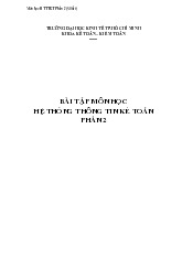 Bài tập môn học Hệ thống thông tin kế toán | Trường Đại Học Sư phạm Kỹ thuật Hưng yên