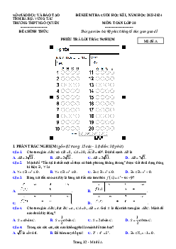 Đề cuối học kì 1 Toán 10 năm 2023 – 2024 trường THPT Ngô Quyền – BR VT