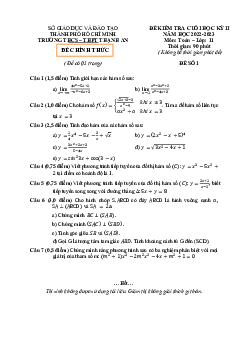 Đề cuối học kỳ 2 Toán 11 năm 2022 – 2023 trường THCS & THPT Thạnh An – TP HCM