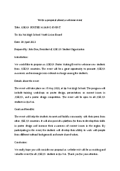 Viết đề xuất về một sự kiện chào mừng bằng tiếng Anh  | Global Success