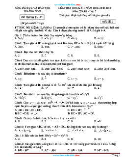 Đề thi học kì II toán lớp 7 Quảng Nam năm học 2018-2019 (có đáp án)