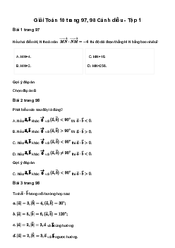 Giải Toán 10 Bài 6: Tích vô hướng của hai vectơ | Cánh diều
