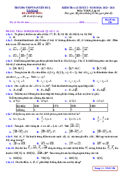 Đề cuối kỳ 1 Toán 10 năm 2023 – 2024 trường THPT Nguyễn Huệ – TT Huế