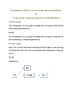 Giải Khoa học lớp 4 Bài 23: Vai trò của thực vật trong chuỗi thức ăn | Cánh diều