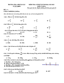 Đề cuối kì 2 Toán 6 năm 2022 – 2023 trường THCS Phước Hậu – Vĩnh Long