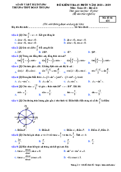 Đề kiểm tra Đại số 10 chương 6 năm 2018 – 2019 trường Đoàn Thượng – Hải Dương