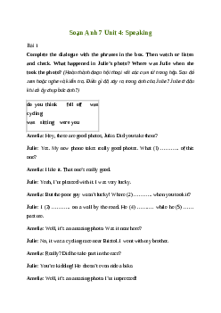 Giải Tiếng Anh 7 Unit 4: Speaking | Friends Plus