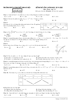 Đề thi thử TN THPT 2020 môn Toán lần 3 trường Lương Thế Vinh – Hà Nội