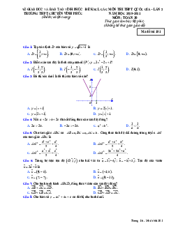 Đề KSCL Toán 10 lần 2 năm 2020 – 2021 trường THPT chuyên Vĩnh Phúc