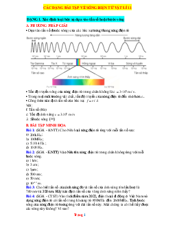 Các Dạng Bài Tập Về Sóng Điện Từ Vật Lí 11 Giải Chi Tiết