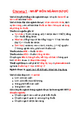 Tài liệu Nhập môn ngành dược | Đại học Nguyễn Tất Thành