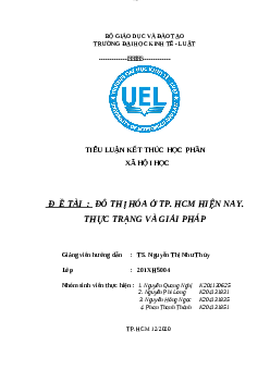 Đô thị hóa ở tphcm hiện nay ,thực trạng và giải pháp