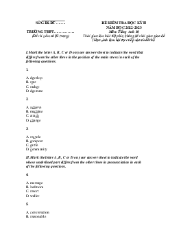 Đề thi học kì 2 môn Tiếng Anh 10 năm 2022 - 2023 sách i-Learn Smart World | đề 2