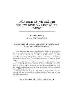 Các định lý về giá trị trung bình và một số áp dụng | Ôn tập Toán 12